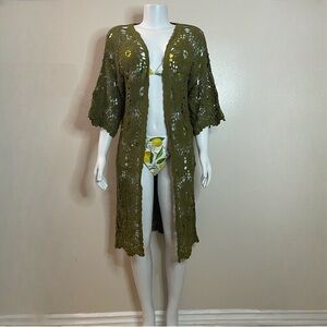 Olive green 3/4 sleeve cardigan cover up
